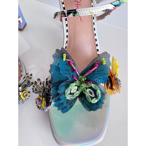 BETSEY JOHNSON Butterfly Women Sz 8 Sandal Strap Appliqué Ankle Party Wedding - Picture 11 of 12
